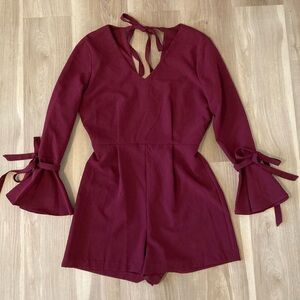 GB Burgundy Bell Sleeve Romper